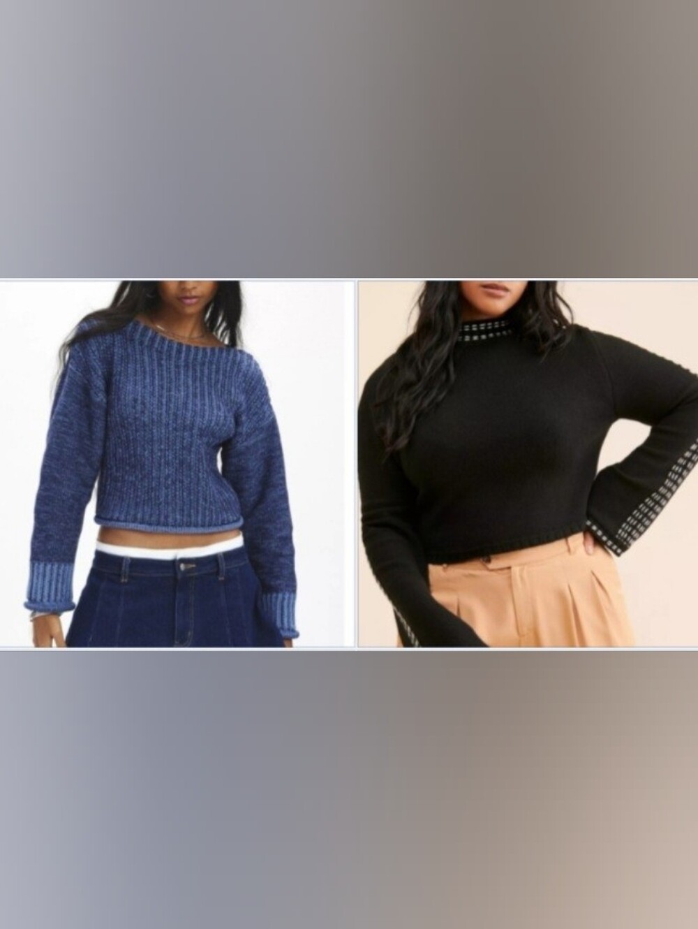 Bundle of XS Sweaters ■ BDG Maria Blue Marl & 4SI3NNAI Keegan Sweater in Black